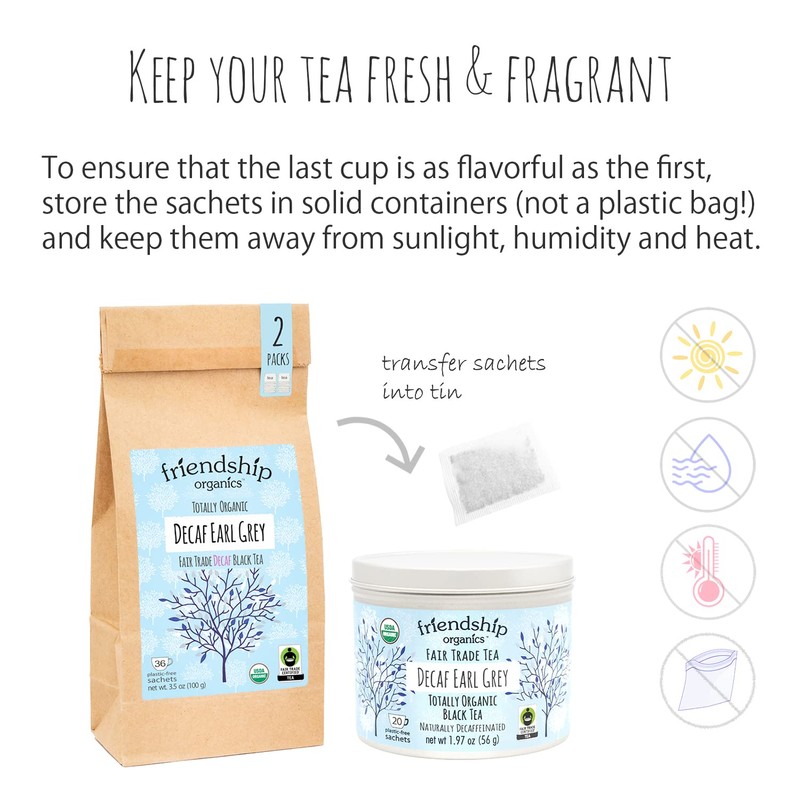 Friendship Organics Decaf Earl Grey Tea Bags, Organic and Fair