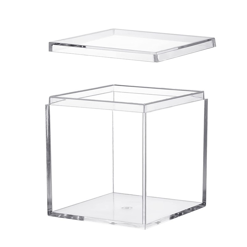 Dayaanee Acrylic Box with Lid, 4 Pack Small Square Acrylic