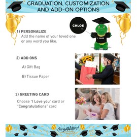 DolliBu Standing Alligator Graduation Plush Toy - Snug-Mooshies Gator Plush Graduation Stuffed Animal Dress Up with Graduation Gown and Cap with Tassel Outfit - Congratulatory Graduation Gift - 7 Inch