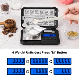 UNIWEIGH Milligram Scale 50g/0.001g High Precision,Digital mg Scale with LCD/Tare,6 Units Jewelry Scale,Micro gram Scale for Powder,Coins,Gold,Reloading Scale,Included Cal Weight,Batteries
