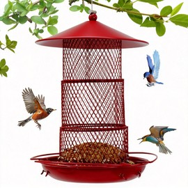 Bird Feeders for Outdoors Hanging, Durable Metal Birds Feeder with 4.5LB Large Capacity, Red Winter Bird Feeders,Sturdy & Weatherproof, Easy to Clean & Refill, Great for Attracting Cardinal,Blue Jay
