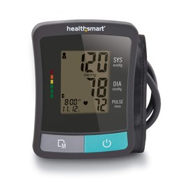HealthSmart Digital Standard Wrist Blood Pressure Monitor with Automatic Adult Cuff That Displays Pulse Rate and Irregular Heartbeat Stores up to 60 Readings for 2 Users