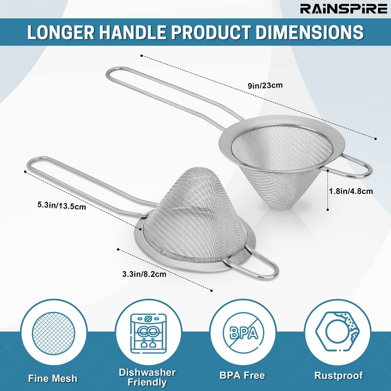 Upgraded 3.3" 304 Stainless Steel Fine Mesh Strainers for Kitchen,