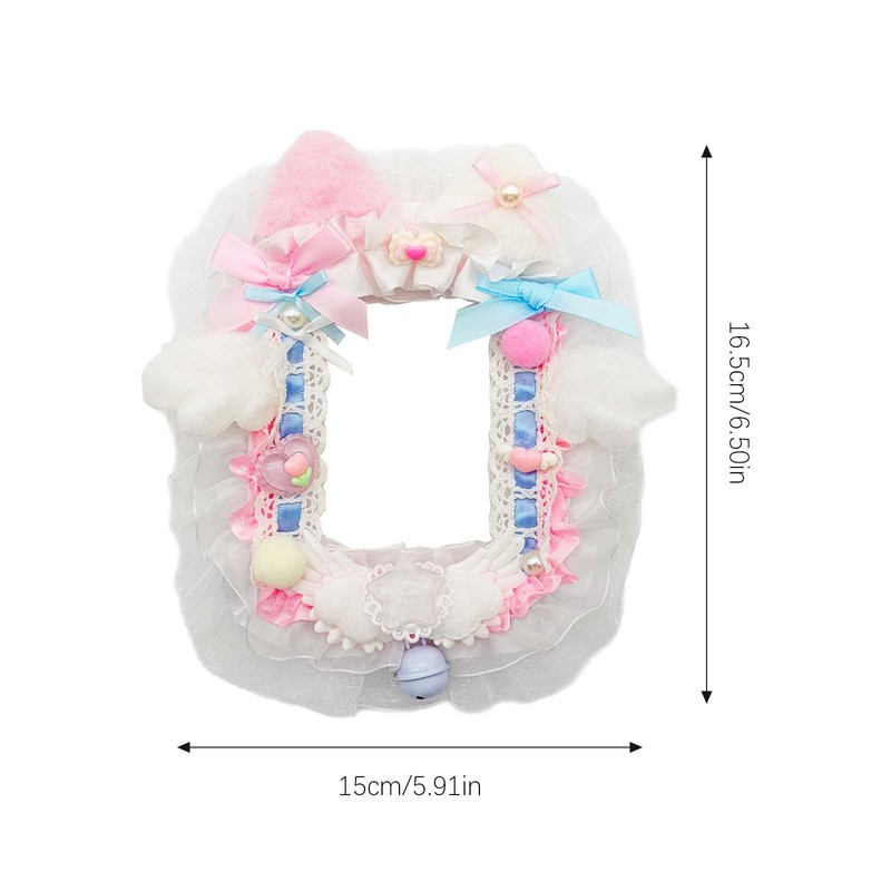 Ruffled Lace Trim Photocard Holder, Plush Badge Holder for ID,