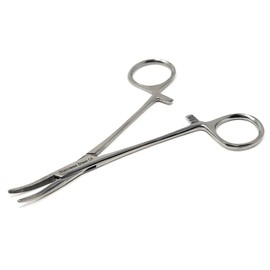 KKT PET Dog Grooming Tick Removing Hair Puller Hemostat Forceps Curved 5.5" (14cm), Full Serrated, Ratcheted Lock