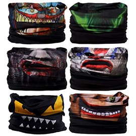 KINGREE Outdoor Face Mask Microfiber Polyester Multifunctional Seamless Headwear for Motorcycle Hiking Cycling Ski Snowboard (6PCS Style 05)