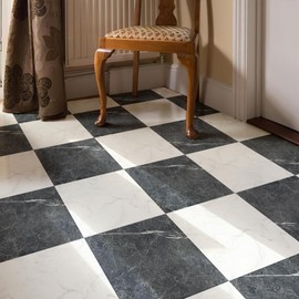 Art3d Peel and Stick Vinyl Floor Tiles 30-Pack 12 x 12 inch, Self Adhesive Waterproof Flooring Planks for Kitchen, Dining Room, Bedrooms, Cover 30 Sq. Ft, Black & White Marble (15 Tiles per Color)