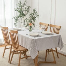 maxmill Checkered Rectangular Tablecloth Water Resistance Antiwrinkle Spillproof Heavy Weight Soft Gingham Plaid Table Cloth for Buffet Banquet Parties Holiday Dinner, 60 x 104 Inch Grey White
