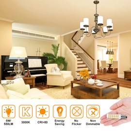 Blewandy E14 LED Warmweiss Birne, 5W 3000K LED Lampe 550LM, Glhbirne E14 ersetzt 50W Halogenlampen, Kein Flackern Khlschranklampe Nicht Dimmbar, Led Mais Birne fr Dunstabzugshaube Wandlampen, 6 Stck