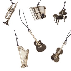 moin moin Bookmark Bookmark, Musical Instrument, Set of 6, Gold, Metal, Great Gift for Music Lovers (Guitar, Violin, Harp, Piano, Trumpet, Accordion)
