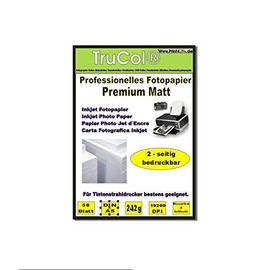 50 sheets Premium Photo Paper DOUBLE SIDED MATTES A5, 240g / m², inkjet greeting cards, photo paper, invitation card, Up to 9600 dpi; water be colourfast. A double matte photo paper, which is characterized by the high sharpness and unique color brillianc