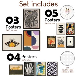 97 Decor Vintage Eclectic Wall Art - Maximalist Decor Gallery Wall Prints, Eclectic Home Decor Aesthetic Colorful Art Prints, Abstract Contemporary Art Funky Decor for Dorm Bedroom (8x10 Unframed)