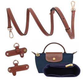BBKON 2Sets Shoulder Strap for Longchamp Bag Women, Purse Organizer, No-Punch Length Adjustable Leather Replacement Strap (1.2CM Navy Blue)