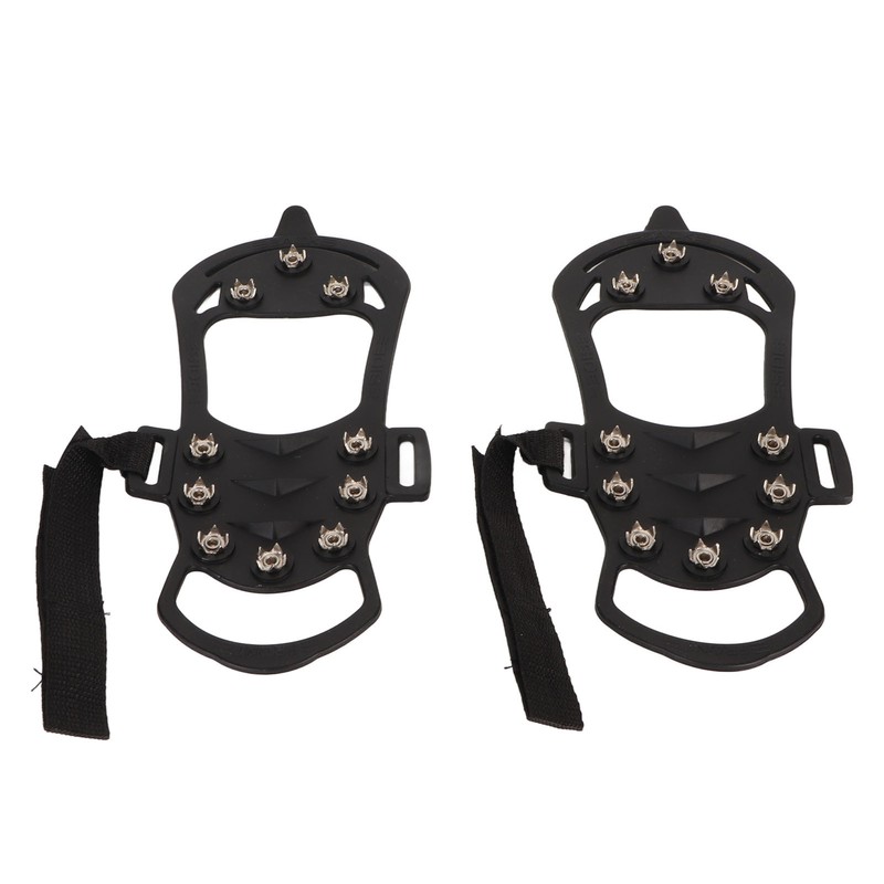 1pair Ice Cleats 10 Teeth Rubber Stainless Steel Foldable Anti
