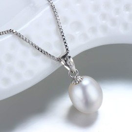 HENGSHENG Genuine Pearl Jewelry Set Pearl Pendant Necklace &Pearl Earrings Set Zircon Dangle Drop Earrings S925 Sterling sliver Wedding Gift