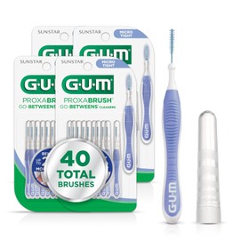 GUM Proxabrush Go-Betweens - Micro Tight - Cepillos interdentales - Púas dentales de cerdas suaves para quitar la placa - Seguro para aparatos ortopédicos y dispositivos dentales, 10 unidades (paquete