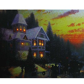 Northlight LED Lighted Victorian Christmas at Sunset Canvas Wall Art 15.75" x 19.5"