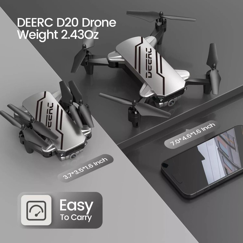 DEERC D20 Silver Mini Drone with 720P HD FPV Camera