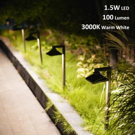 GOODSMANN Pathway Lights Outdoor 2PK G4 LED Low Voltage Metal Landscape Lighting Kit 1.5W 100 Lumen 12V AC Path Light with Connectors and Stakes for Path, Walkway, Driveway