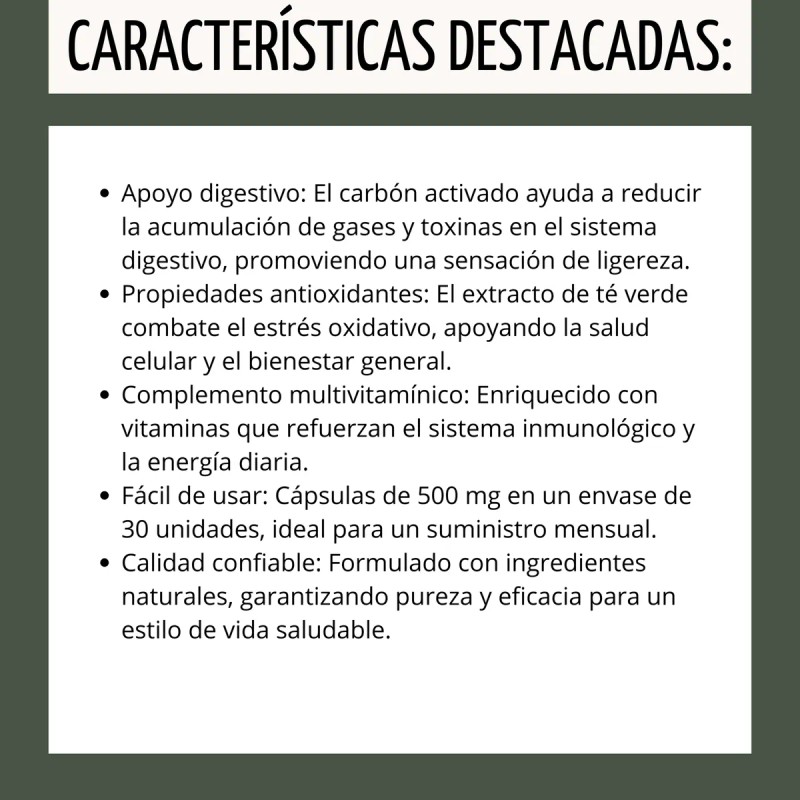 Acticarb Carbn Activado Con T Verde 30 Cap 500 Mg