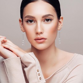 Silver Threader Earrings Long Chain Earrings for Women Star Drop Earrings Tassel Earrings Hypoallergenic Earrings Gifts for Women