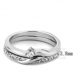 YourJewellerybox Ladies ring set engagement wedding cubic zirconia stainless steel 2pcs 3508 (M)