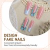 BABALAL Press on Nails Long Square Fake Nails Blue French
