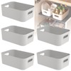 5 PCS Grey Plastic Storage Baskets with Handle, Rectangular Kitchen