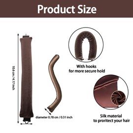 3Pcs Heatless Curlers, Heatless Curls, Soft Overnight Heatless Blowout Rods for Big Waves, Lazy No Heat Styling Tools with Headband Wrap Curling Rods for All DIY Hairs Types (Brown)