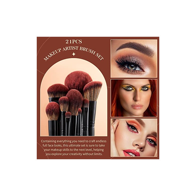 Jessup Set 21 Profesional Brochas Maquillaje Vegana para Rostro y