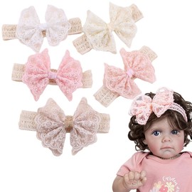 Baby Hair Band, Girls, Ribbon, Hair Accessories, Lace, Baby Girls' Hair Band, Hair Ornament, Headband for Girls, Pink, White, Cute, Baby Shower, Wedding, Shrine Visit, Commemorative Photo Shoot (Light