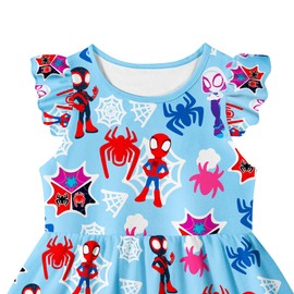 Zamzirrow Girls Cartoon Summer Dress Toddler Super Hero Outfit Kids Amazing Clothes for 2-7 Years