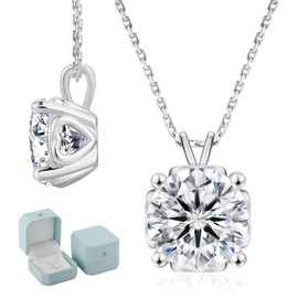 KRKCLIFE Moissanite Necklace for Women, 3CT Heart Frame Necklace(18"+2") in Wihte Gold, 925 Sterling Silver, GRA Certificate, Birthday Love Gifts for Her Wife, Luxury Gift Box