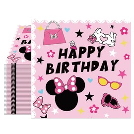 40Pcs Pink Mouse Baptism Napkins -Disposable Paper Napkins for Baby Shower, Party Decorations