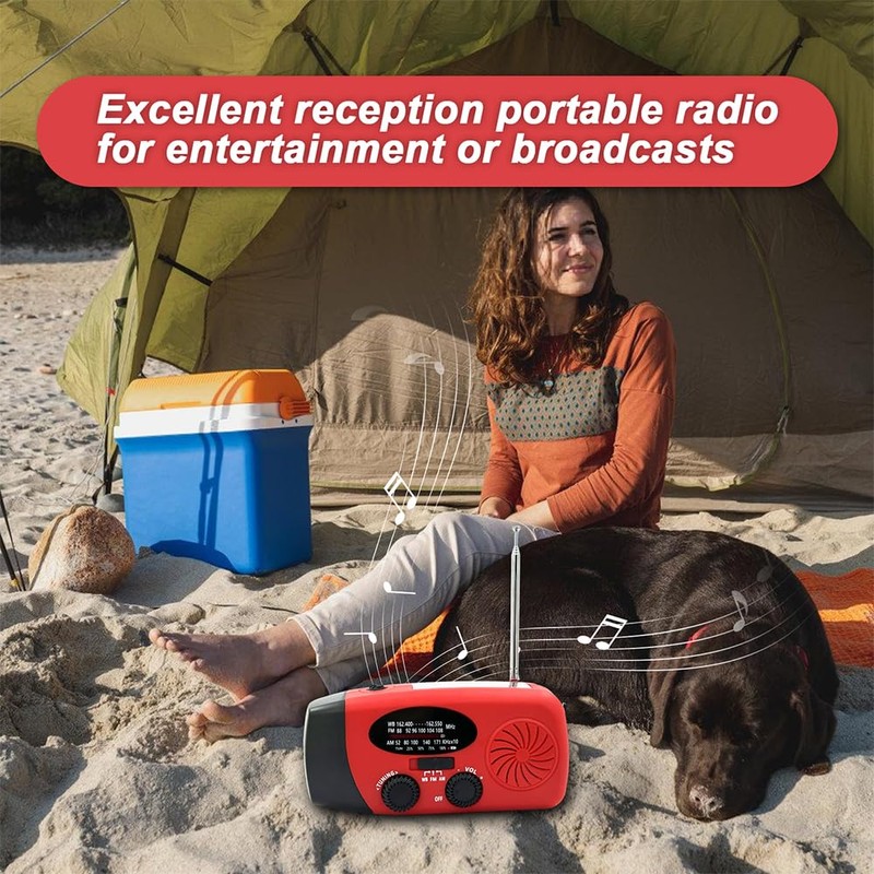 NOCTINGALE Hand Crank Emergency Radio, AM/FM/NOAA Weather Radio with 2000mAh