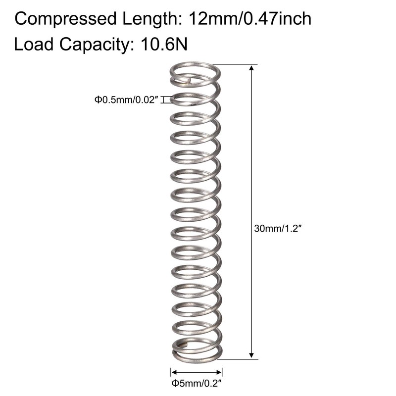 sourcing map Pack of 30 Compression Springs, 5 mm x