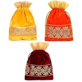 IGH Traditional Women's Velvet Potli Bags,Return Gift,Wedding Gift,Aniversary Gift,Gift for moms,Potli Purse Gift Bags,Gift For Her (20)