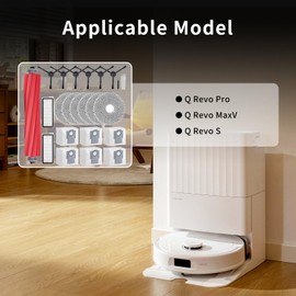 23 Pack Qrevo Accessories Kit Replacement for Roborock Qrevo S/Qrevo Pro/Qrevo Max v Robot Vacuum, 1 Main Brush, 6 Mop Pads, 6 Black Side Brushes, 6 Dust Bags, 2 Filter and 2 Cleaning Tool