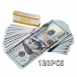 YINZZTRY Play Money Dollar, 120 Sheets Prop Money Copy Money, Counterfeit Money Dollar for Children Shop, Fake Field Tickets, Full Size Notes, for Party Money Gun, 100$