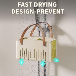 Portable Shower Caddy,Foldable Shower Caddy with Handle and Adjustable Divider,Plastic Shower Storage Basket,Quick Dry Bathroom Shower Organizer Bin for College,Dorm Room,Travel Essentials (Green)