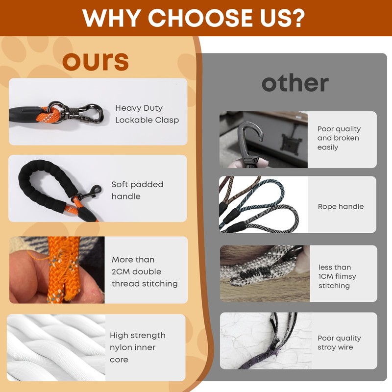 100FT Extra Long Dog Leash for Dog Training, Reflective Dogs