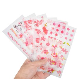 Scrapbook Stickers,Japanese Sakura Washi Stickers,12 Sheets DIY Decorative Cherry Blossoms Paster Decals Sticker for Planner Scrapbooking or Card Making