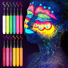 COOL STORY 12 Colors UV Neon Liquid Eyeliner Set Matte Colored Eyeliners Pen Waterproof Smudge-proof Pigmented Graphic Liners, Delineadores de Colores Para Ojos Eye Makeup Gift Kit