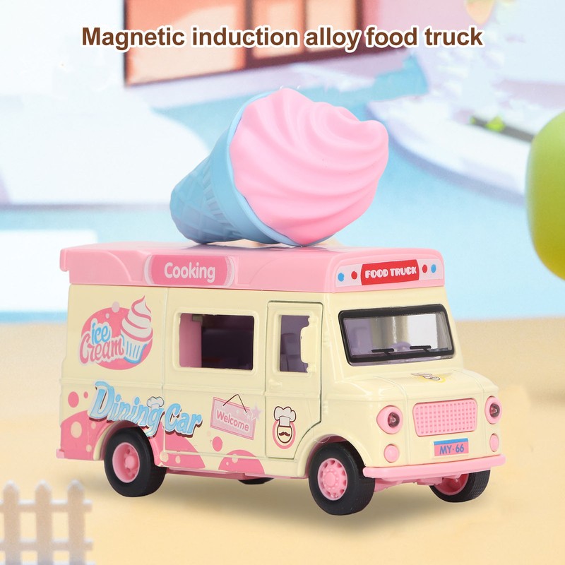 1:36 Magnetic Induction Alloy Die Cast Food Truck Kid Light