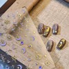 Star Moon Nail Sticker 5D Embossed Gold Sun Purple Moon
