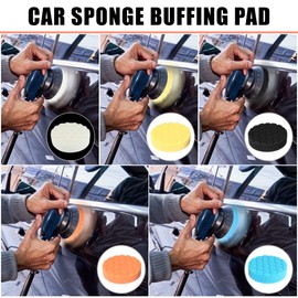 X AUTOHAUX 5pcs Car 4 Inch Polishing Pad Sponge Buffing Pads Multicolor for Automotive Wheel Hub Care Cleaner