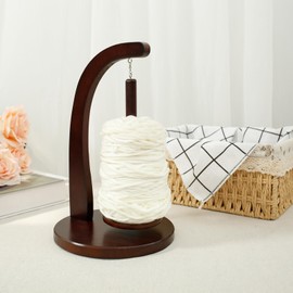 NZWBSHSSP Yarn Holder Wooden Yarn Spinner Sewing Spindle Thread Holder Rotating Magnetic Yarn Spinner Spindle Stable Yarn Ball Dispenser 320g Bearing Load for Knitting Crochet Lovers (Retro C)