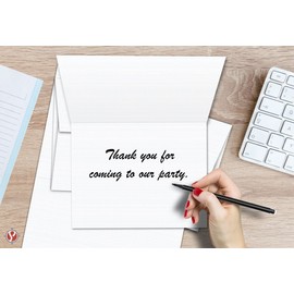 Thank You Card - 5 x 7" Inches Half-Fold Greeting Cards with Envelopes - Elegant Design Linen textured Card - Blank on the Inside - For Weddings, Baby Shower, Graduation and All Occasion | 5" x 7"