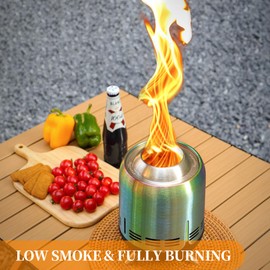 BiggerFire Portable Table Top Fire Pit, Tabletop Smokeless Fire Pit, Low Smoke Burning Mini Outdoor Stove Firepit Fueled by Pellets or Wood, for Urban & Suburbs, with Travel Bag