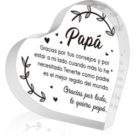 Spanish Dad Birthday Gifts - Regalos para Papa Heart  Plaque for Office Desk Decor Keepsake Paperweights Gifts for Dad in Spanish Christmas Father's Day Gifts for Dad from Daughter Son - Color: Dad